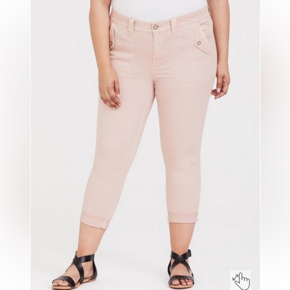 TORRID Crop Twill Military Pant With Pockets Blush Pink Size 18 - Picture 12 of 13